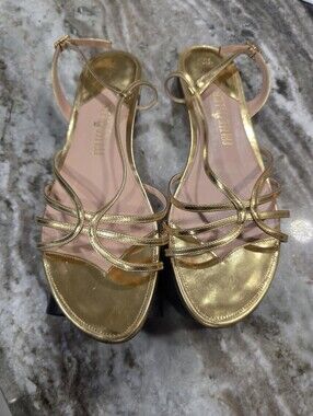 PALTER DeLISO Rio Grand Metallic Gold Strappy Flat Sandals Made in Italy EU 40